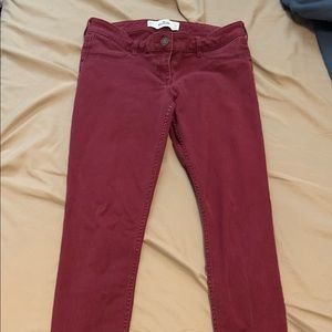 Dark red stretch pants